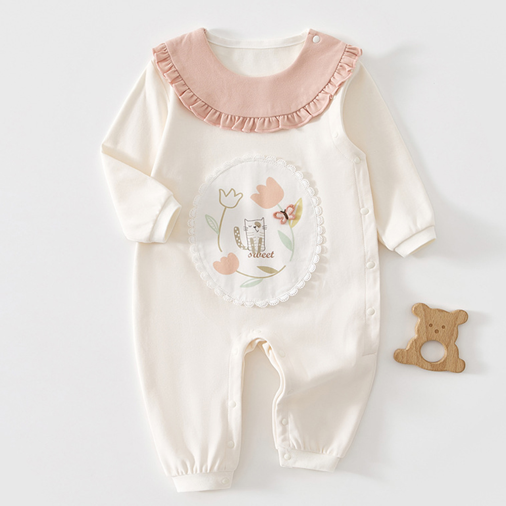 Baby Xmas Clothing - Baby Christmas Onesies Cotton Ruffles Floral