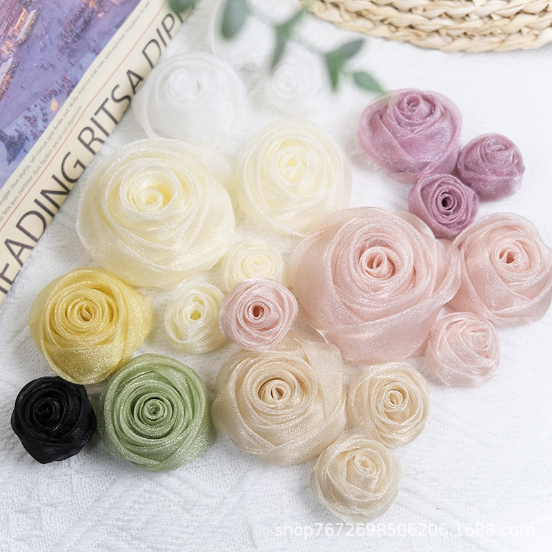 3-4.5cm Organza Snow Rose Head - Baby Clothing Designer ulasan dan harga