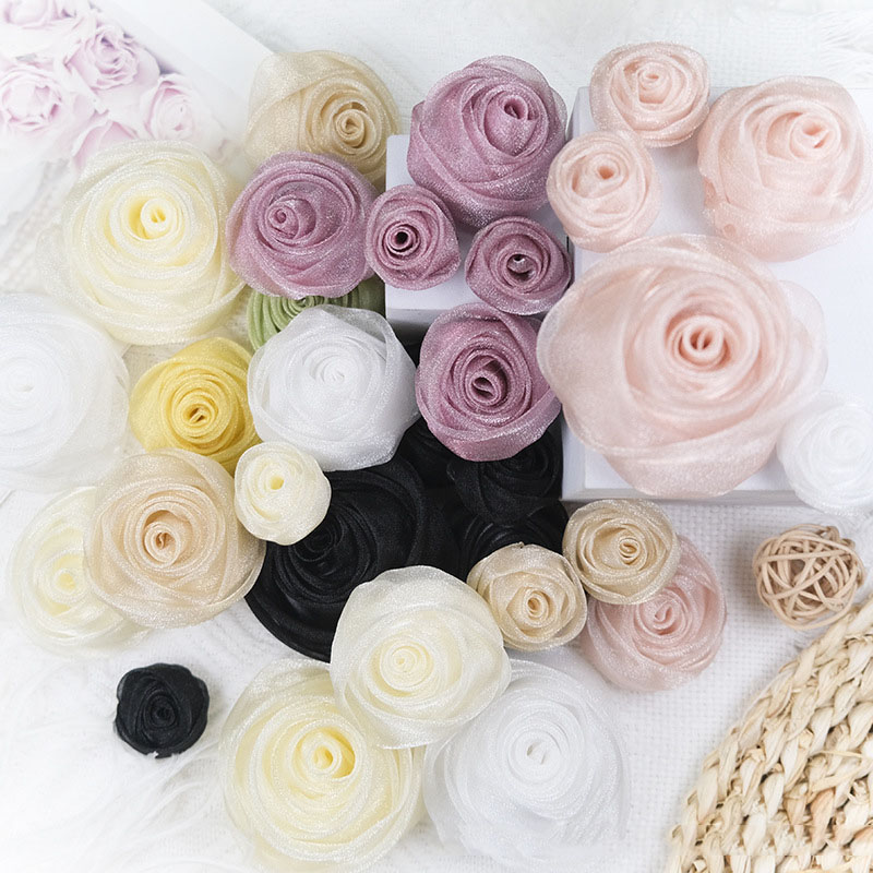 3-4.5cm Organza Snow Rose Head - Baby Clothing Designer ulasan dan harga